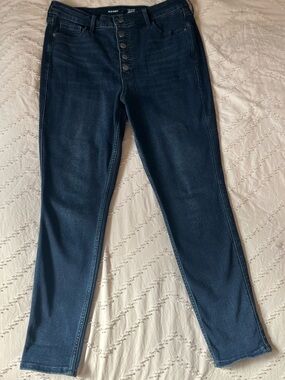 Old Navy Women's Dark Blue Skinny Button-Front Jeans